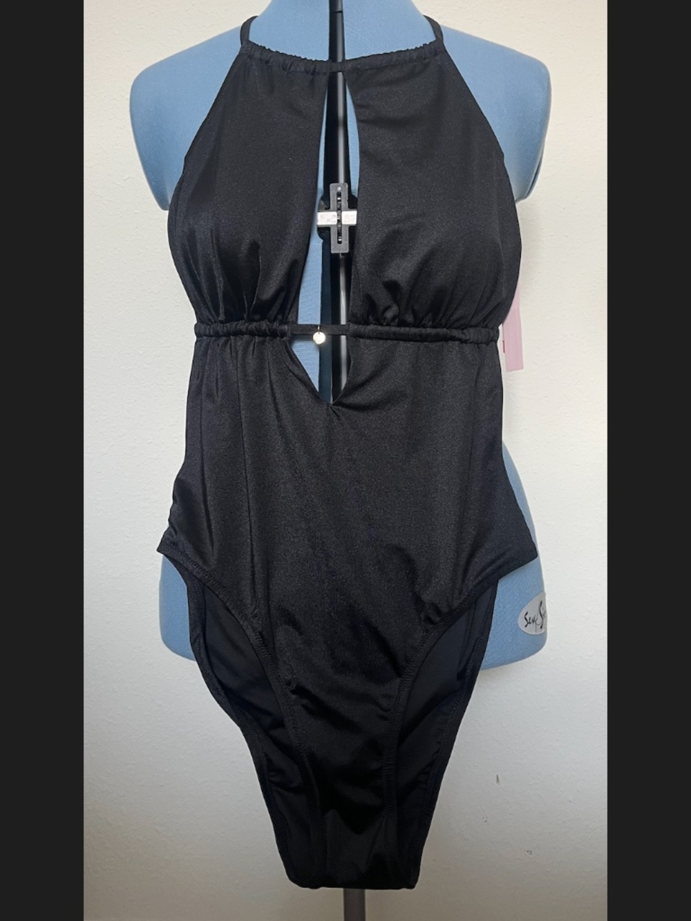 VICTORIA'S SECRET SWIM Black Middle Cut Out Open Back Monokini 1-Piece - XL -NEW